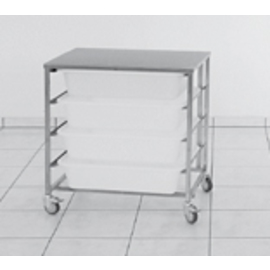 condiment trolley stainless steel with 4 plastic containers 4 x 25 ltr | 665 mm x 440 mm H 765 mm product photo