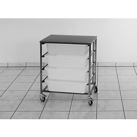 condiment trolley stainless steel with 4 plastic containers 4 x 25 ltr | 665 mm x 440 mm H 765 mm product photo