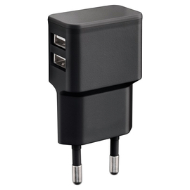 USB charger dual 2.4A 12W black with 2x USB 2.0 connection 5V DC product photo