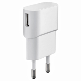 USB charger 1A (5W) white with 1-way USB 2.0 connection 5V DC product photo