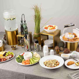 buffet stand | set of 3 | stainless steel golden coloured round product photo  S