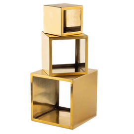 buffet stand | set of 3 | stainless steel golden coloured square product photo