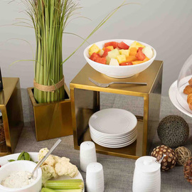 buffet stand | set of 3 | stainless steel golden coloured square product photo  S