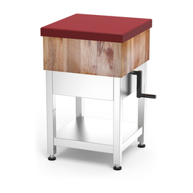 chopping block height-adjustable birch wood PE red | 500 mm x 500 mm H 805 - 1005 mm product photo