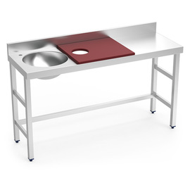 preparation table | vegetable cleaning table | Basin left | red worktop L 1500 mm product photo