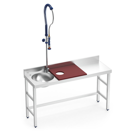 preparation table | vegetable cleaning table | Basin left | red worktop L 1500 mm product photo  S