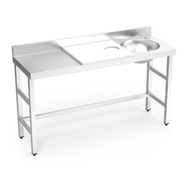 preparation table | vegetable cleaning table | sink on the right side | white worktop L 1500 mm product photo