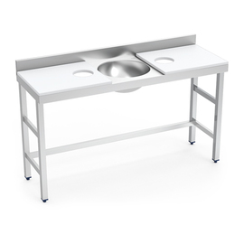 preparation table | vegetable cleaning table | sink in the centre | white worktop L 1500 mm product photo