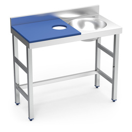 preparation table | vegetable cleaning table | sink on the right side | blue worktop L 1000 mm product photo
