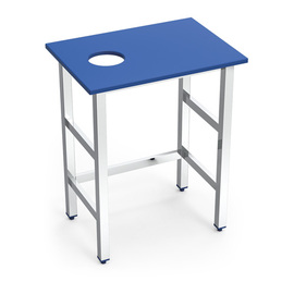 fish preparation table with drop chute | PE worktop blue product photo