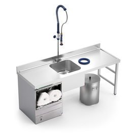 pre-rinsing unit with garbage pit Basin left | 2000 mm x 700 mm H 850 mm product photo  S