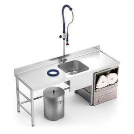 kitchen sink table with garbage pit Basin left | 1200 mm x 600 mm H 850 mm product photo  S