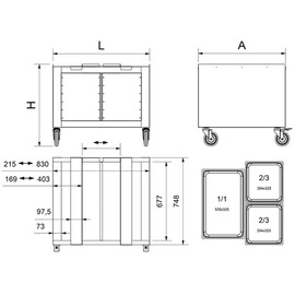 oven underframe wheeled | 832 mm x 750 mm H 700 mm product photo  S