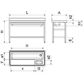 preparation table | vegetable cleaning table | rear sink | 1400 mm x 600 mm H 850 mm product photo  S