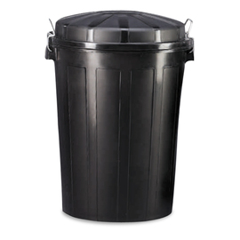 Waste bin with lid, plastic, black, 70 ltr, ? 495 x H 570 mm product photo