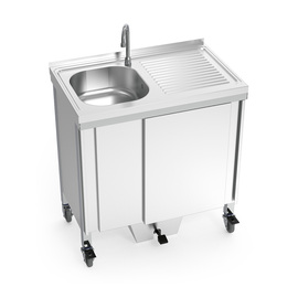 Mobile sink with 1 basin | drainboard on the right | 800 mm x 500 mm H 850 mm product photo