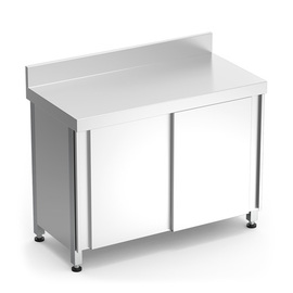 work table height-adjustable with 2 sliding doors with PE worktop | 1000 mm x 500 mm H 760  - 960 mm product photo  S