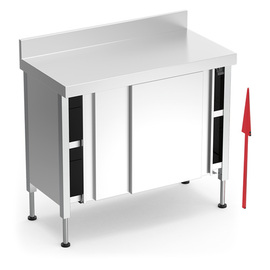 work table height-adjustable with 2 sliding doors with PE worktop | 1000 mm x 500 mm H 760  - 960 mm product photo  S