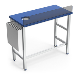 fish preparation table with drop chute | PE worktop | upstand | 1000 mm x 500 mm H 850 mm product photo  S