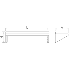 Stainless steel wall shelf with brackets, compact, 1000x300x245 mm product photo S