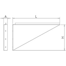 Downward bracket for wall shelf 265 x 20 x 200 mm, left product photo S