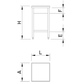 chopping block polyethylene red | 400 mm x 400 mm H 900 mm | 31 kg with deposit shelf product photo  S