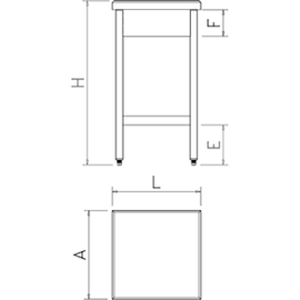 chopping block polyethylene white | 400 mm x 400 mm H 900 mm | 15.1 kg with deposit shelf product photo  S