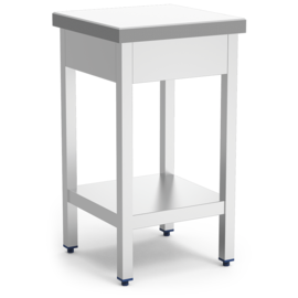 chopping block polyethylene white | 400 mm x 400 mm H 900 mm | 15.1 kg with deposit shelf product photo