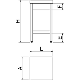 chopping block polyethylene white | 500 mm x 500 mm H 950 mm with deposit shelf product photo S