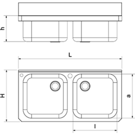 Double basin, hand basin and sink made of stainless steel - XS model product photo S