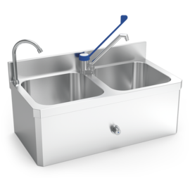 Double basin, hand basin and sink made of stainless steel - XS model product photo