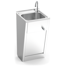 Stainless steel hand basin with knee operation, freestanding model product photo