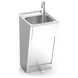Stainless steel hand basin, freestanding model, with foot pedal product photo