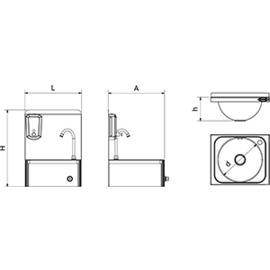 Wall-mounted stainless steel handwashing stations with rounded corners product photo S