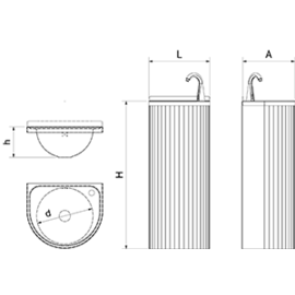 Column-shaped hand basin with electronic tap product photo  S
