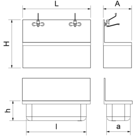 Surgical handwashing basin with mixer taps product photo  S