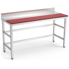 Preparation table with raised edge | Worktop made of red PE | 1000 x 600 x H 850 mm product photo