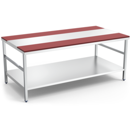 Disassembly table with base and worktop made of polyethylene (red) | 1500 x 1050 x H 850 mm product photo