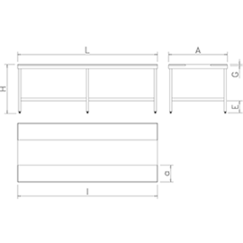 Disassembly table with base and worktop made of polyethylene (white) | 1500 x 1050 x H 850 mm product photo  S