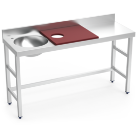 preparation table | vegetable cleaning table | Basin left | red worktop L 1500 mm product photo