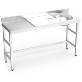 preparation table | vegetable cleaning table | sink on the right side | white worktop L 1500 mm product photo