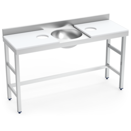 preparation table | vegetable cleaning table | sink in the centre | white worktop L 1500 mm product photo
