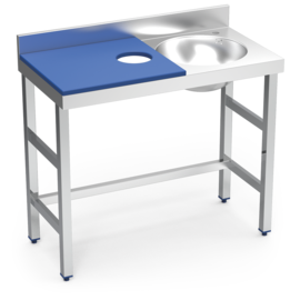 preparation table | vegetable cleaning table | sink on the right side | blue worktop L 1000 mm product photo