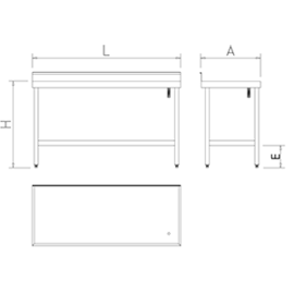 work table | upstand | edge | drain opening | 1000 mm x 700 mm H 850 mm product photo  S