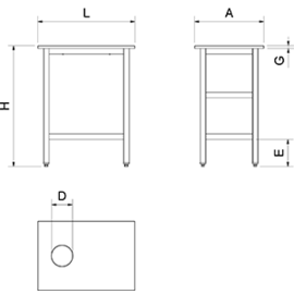 fish preparation table with drop chute | PE worktop blue product photo S