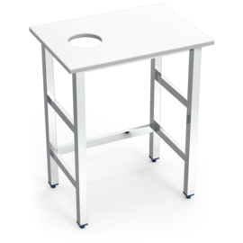 fish preparation table with drop chute | PE worktop white product photo