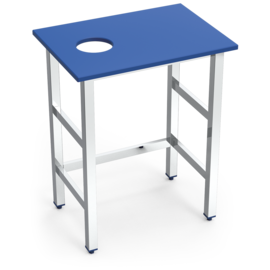 fish preparation table with drop chute | PE worktop blue product photo