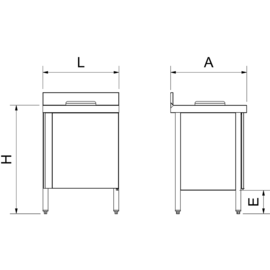 Stainless steel cabinet with waste chute 600 x 600 x H 850 mm product photo S