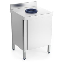 Stainless steel cabinet with waste chute 600 x 600 x H 850 mm product photo