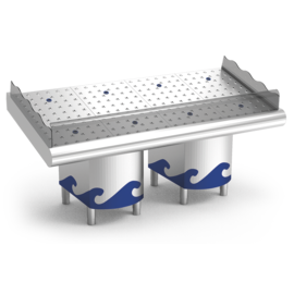Stainless steel fish counter 1950 x 950 x H 1045 mm product photo